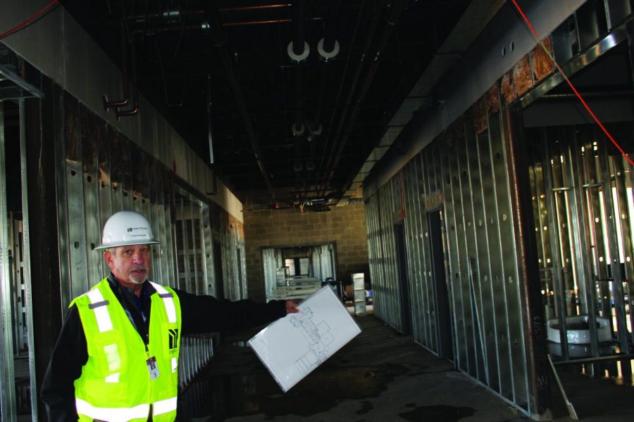 Dr. Donaldson, Lewiston School District Superintendent, leads tour around the construction site for the new high school. Photo by Abby Bower.
