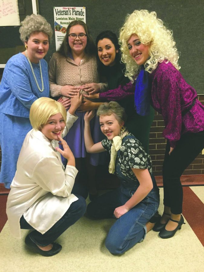 The cast of Steel Magnolias shares a touching moment after a show. Photo courtesy of LHS Drama.