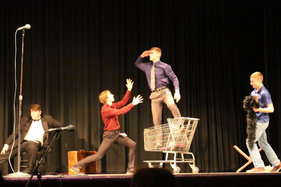 Henry Pals stands above his competition during Mr. LHS on Nov. 21. Photo by Jazmyne Hartogh.