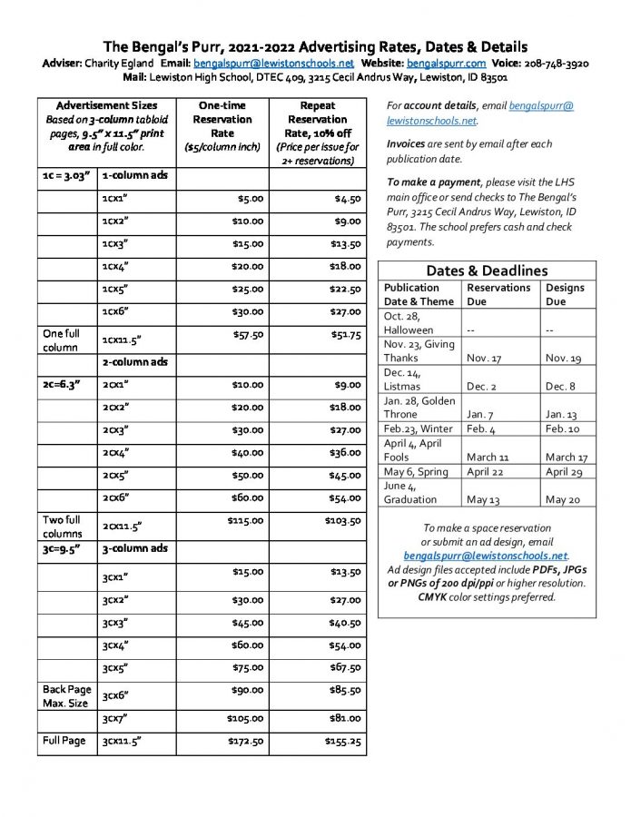 2021-2022 Purr Ad Rate Sheet