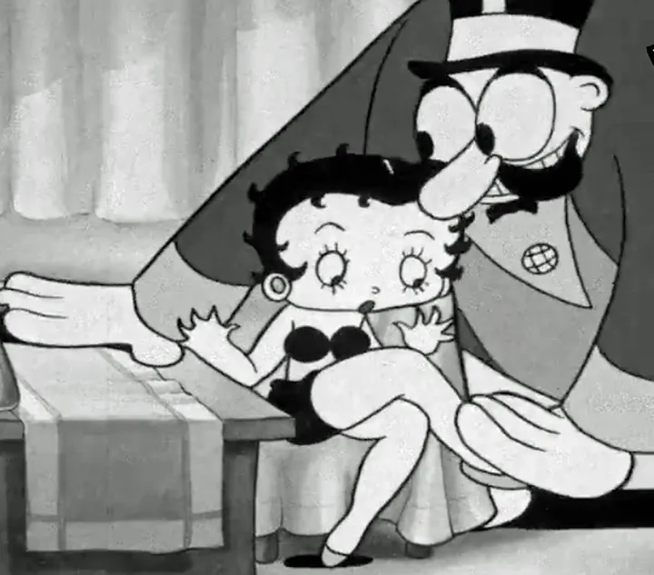 Betty Boop is threatened by a ringmaster after she doesn't reciprocate his advances- one of the many times Hollywood has portrayed abuse in a casual light. Photo curtesy of huffpost.com