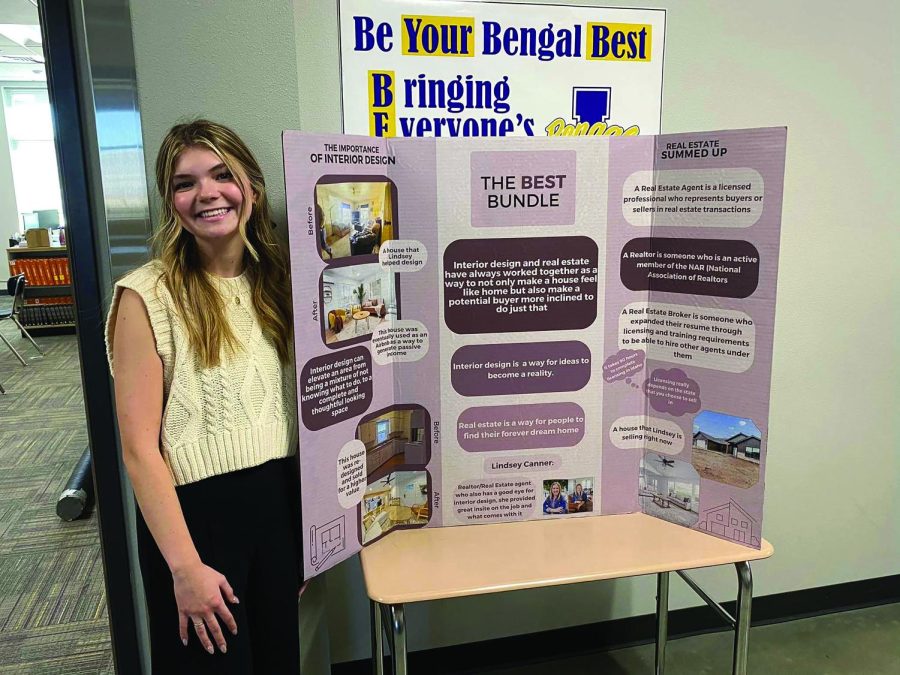 Sophie Bell presents her senior project. Photo courtesy of Lewiston School District Facebook