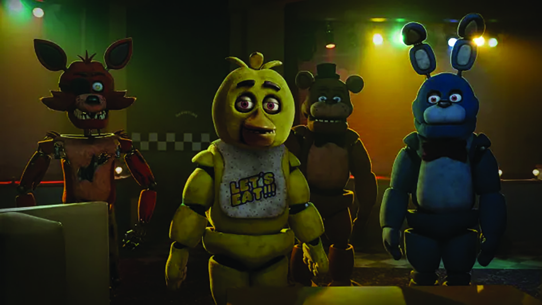 Four main animatronics appear in Five Nights at Freddy’s. Photo courtesy of Deadline.com.
