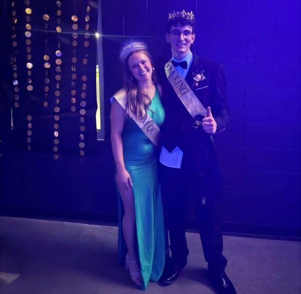 Scout Alford and Braeden Chenault wear crowns as prom royalty. Photo courtesy of Chenault.
