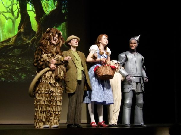 Johnny McElway, Jillian Herr, Lauren Gibbs, and Jacob Barclay at dress rehearsal. Photo by. McKinley Forth
